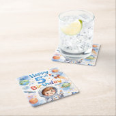 Rocket ship birthday Space Planets Boy Stars スクエアペーパーコースター (インサイチュ)