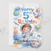 Rocket ship birthday Space Planets Boy Stars 招待状 (正面)