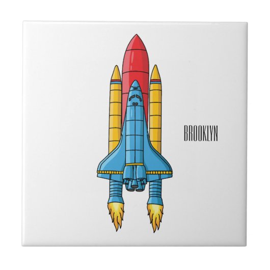 Rocket ship cartoon illustration タイル (正面)