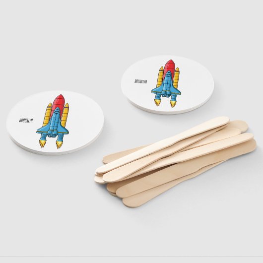 Rocket ship cartoon illustration ハンドファン (組立なし)