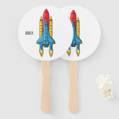 Rocket ship cartoon illustration ハンドファン (正面&裏面)