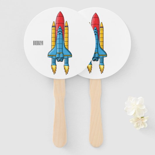 Rocket ship cartoon illustration ハンドファン (正面&裏面)