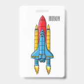 Rocket ship cartoon illustration バッジ (裏面)