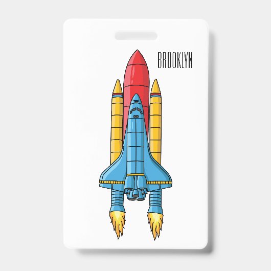 Rocket ship cartoon illustration バッジ (正面)