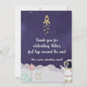 Rocket Ship Galaxy Birthday Invitation For Girls 招待状 (裏面)