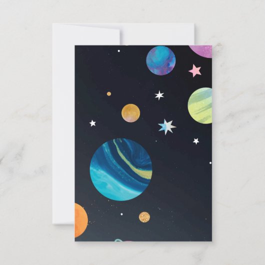 Rocket Ship Space Boy Birthday サンキューカード (裏面)