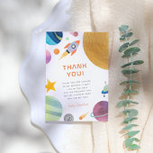 Rocket Ship Space Boy Birthday サンキューカード