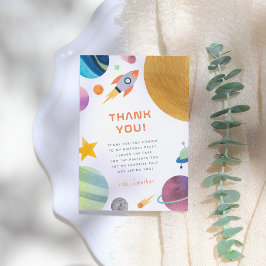 Rocket Ship Space Boy Birthday サンキューカード