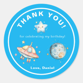Rocket Ship Thank You Outer Space Birthday ラウンドシール