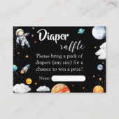 Rocket Space Diaper Raffle Card Black Baby Boy エンクロージャーカード (正面)
