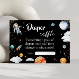 Rocket Space Diaper Raffle Card Black Baby Boy エンクロージャーカード