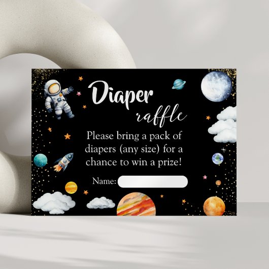 Rocket Space Diaper Raffle Card Black Baby Boy エンクロージャーカード