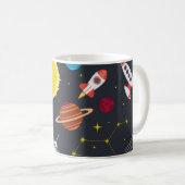 Rocket space globe solar system and planet cosmos コーヒーマグカップ (正面右)