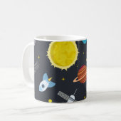 Rocket space globe solar system and planet cosmos コーヒーマグカップ (正面左)