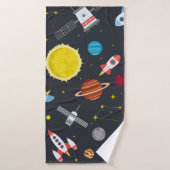 Rocket space globe solar system and planet cosmos バスタオル (バスタオル)
