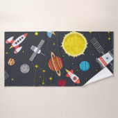 Rocket space globe solar system and planet cosmos バスタオル (バスタオル)