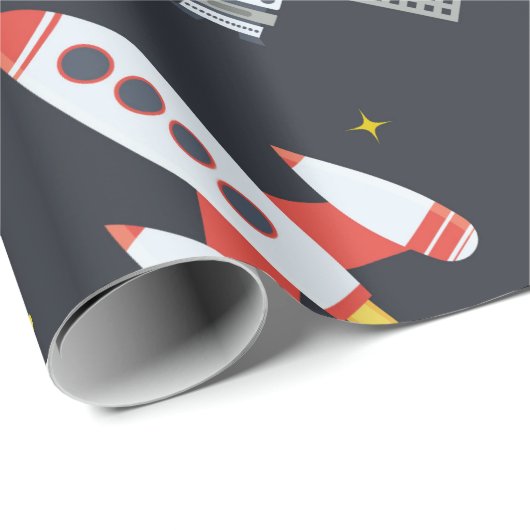Rocket space globe solar system and planet cosmos ラッピングペーパー (ロールコーナー)
