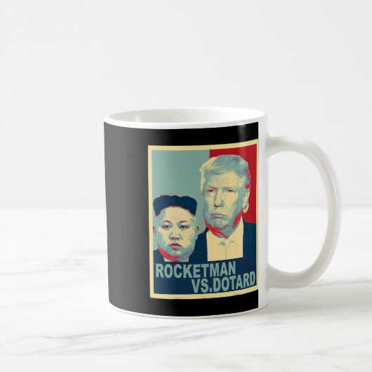 Rocketman Vs The Dotard 金正恩 Funny トランプ 私 コーヒーマグカップ (右)