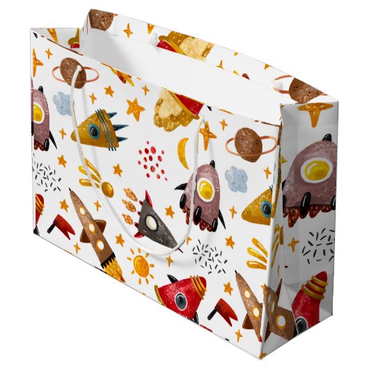 Rockets & Meteors Pattern Gift Bag ラージペーパーバッグ (裏面アングル)