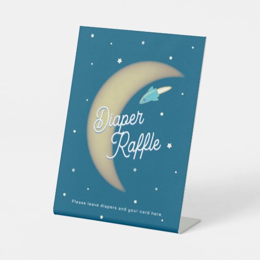 Rockets & Moon Diaper Raffle Teal 台座サイン (正面)