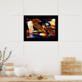 Rocketship pinball poster Black border ポスター (キッチン)