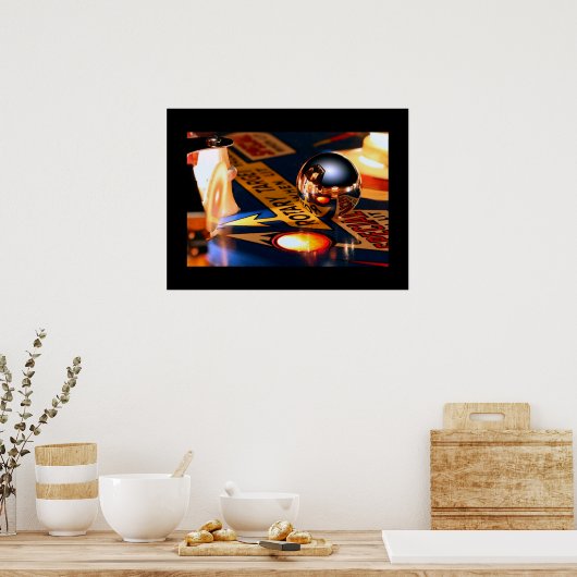 Rocketship pinball poster Black border ポスター (キッチン)