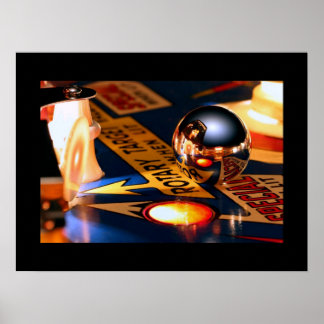 Rocketship pinball poster Black border ポスター