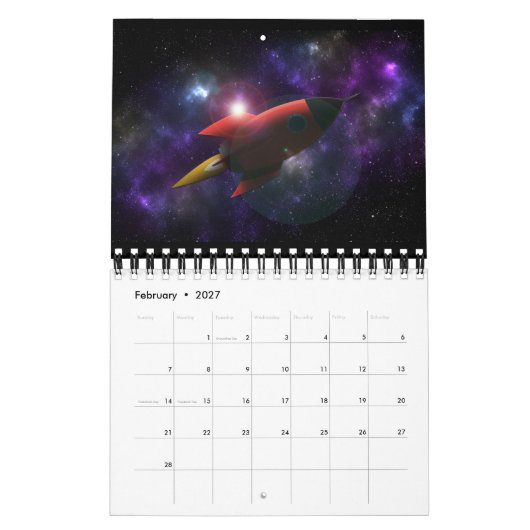Rockey in space カレンダー (2月 2027)