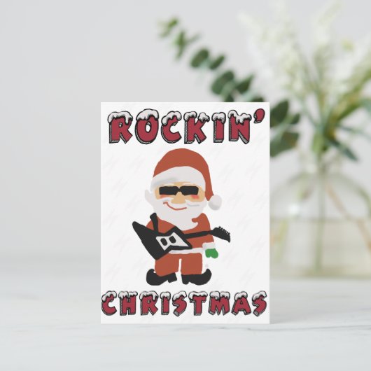 Rockinのクリスマスのカッコいいサンタ シーズンポストカード (スタンド正面)