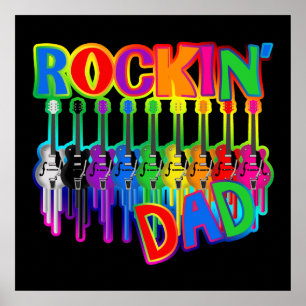Rockinのパパの出血のギターポスタープリント ポスター