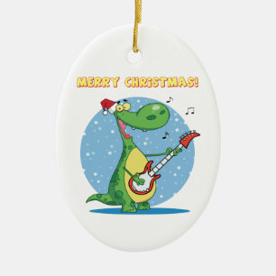 Rockinの恐竜のメリークリスマスのオーナメント セラミックオーナメント