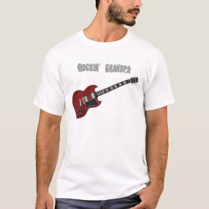 Rockinの祖父、赤く及び黒いギター Tシャツ