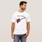 Rockinの祖父、赤く及び黒いギター Tシャツ (正面フル)