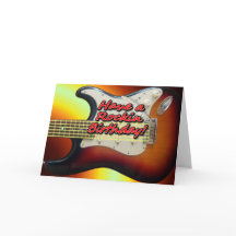 Rockin誕生日カードを持つ
