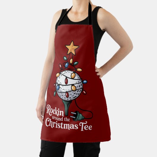 Rockin Around The Christmas Tee Funny Golf Xmas エプロン (インサイチュ)