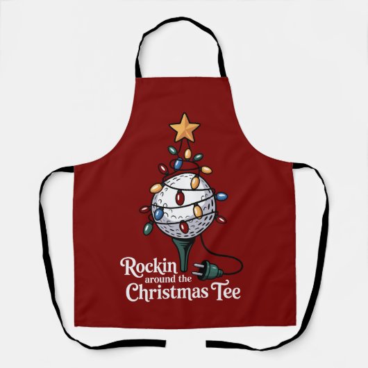 Rockin Around The Christmas Tee Funny Golf Xmas エプロン (正面)