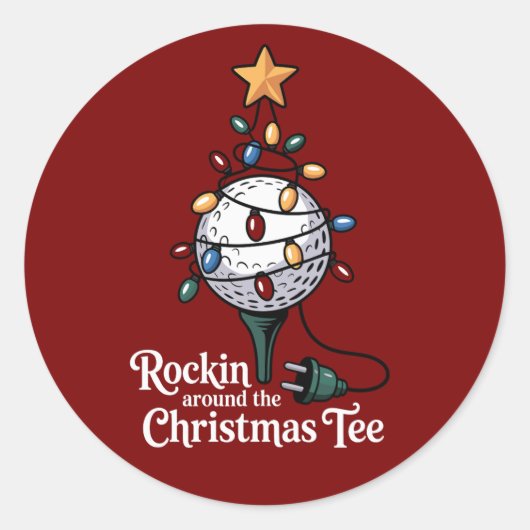 Rockin Around The Christmas Tee Funny Golf Xmas ラウンドシール (正面)