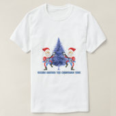 "Rockin' Around The Christmas Tree" Funny Santa Tシャツ (デザイン正面)