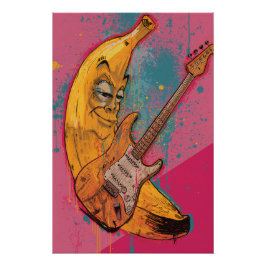 Rockin’ Banana Poster | Funny Cartoon Wall Art ポスター