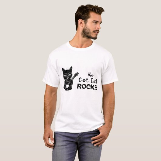 Rockin' Cat Dad T-Shirt Tシャツ (正面フル)