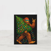 Rockin Christmas Bigfoot Carrying Tree Fun Xmas Ro カード (正面)