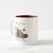 Rockin’ Christmas Mug – Plaid & Leopard Trees ツートーンマグカップ (正面左)