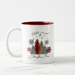Rockin’ Christmas Mug – Plaid & Leopard Trees ツートーンマグカップ