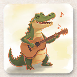 Rockin’ Crocodile with Guitar – Fun Cartoon Animal コースター