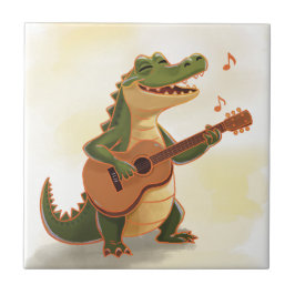 Rockin’ Crocodile with Guitar – Fun Cartoon Animal タイル