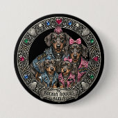 Rockin' Dachshund Family Portrait 缶バッジ (正面)