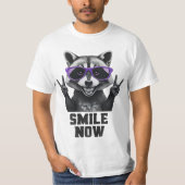 Rockin' Raccoon T-Shirt:サングラスおもしろいのアライグマ Tシャツ (正面)