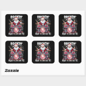 Rockin' Santa Drummer Christmas Tree スクエアシール (シート)