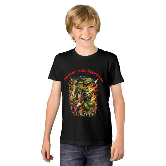 Rockin’ T-Rex Dinosaur with Guitar トライブレンドTシャツ