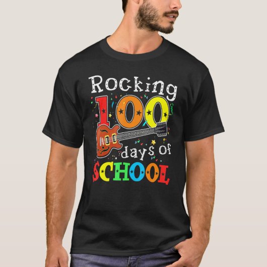 Rocking 100 Days Of School Happy 100th Day Of Scho Tシャツ (正面)